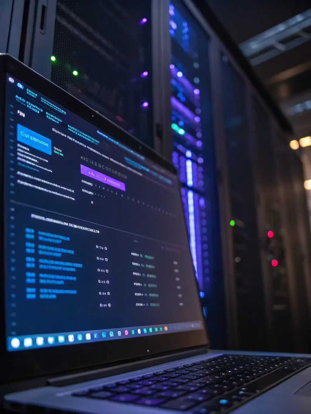 A secure cloud data center interface, illustrating Celintech's capabilities in cloud and ICT services.