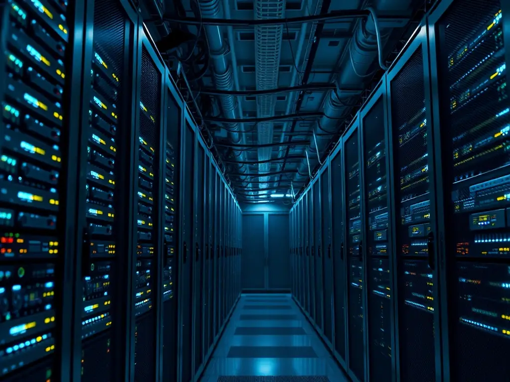 An image depicting a modern data center with servers and networking equipment, highlighting Celintech's cloud and ICT service capabilities.