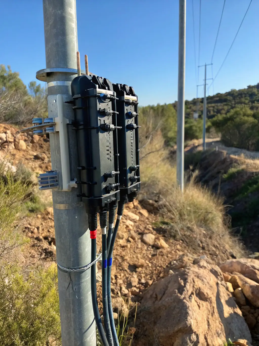 A close-up shot of fiber optic cables being installed, highlighting the precision and technology involved in deploying a high-speed fiber network.