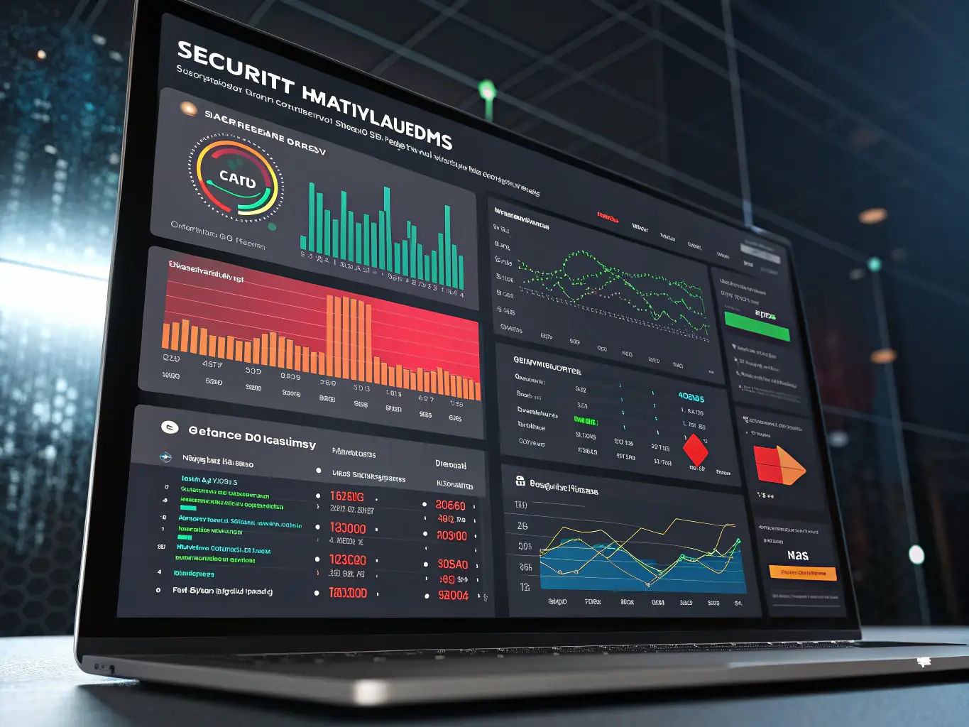 A visual representation of CELINTECH's proactive monitoring system, displaying real-time network performance data and alerts for potential issues.