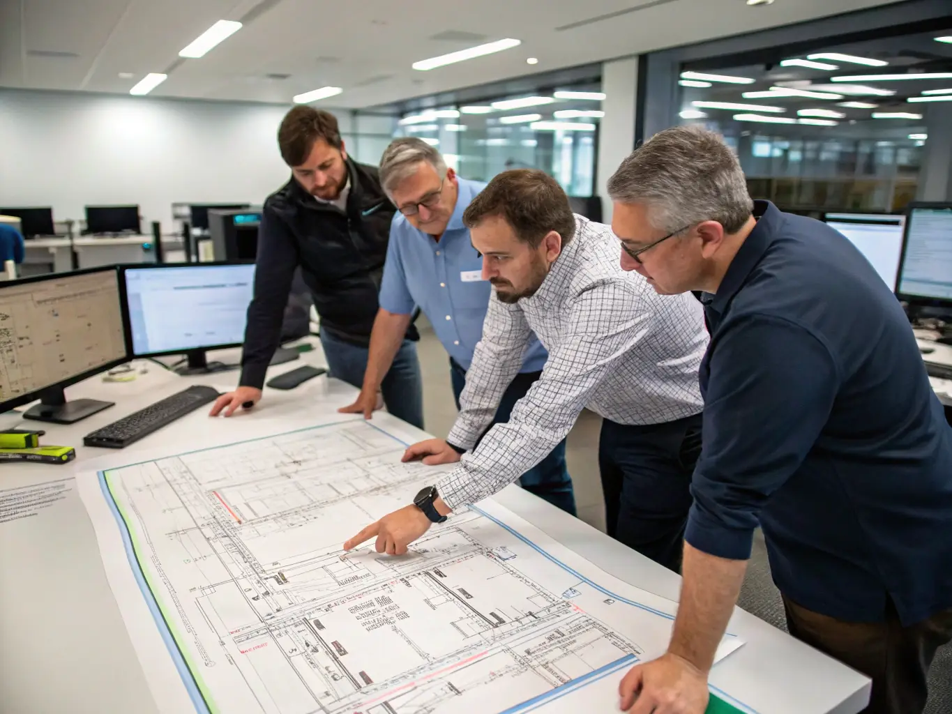 A team of CELINTECH engineers configuring a 5G Open RAN base station in a lab environment, showcasing the setup and testing phase of the implementation process.